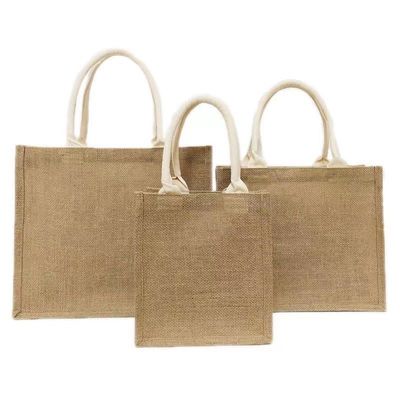 Gifts Custom Logo Shopping Bag in Natural Eco-Friendly Burlap Jute for Reusable Tote