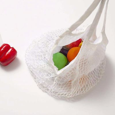 Customized Logo Eco Organic Cotton Mesh Net Reusable Shopping Bag for Vegetable Fruit Food