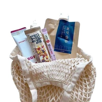 Customized Logo Eco Organic Cotton Mesh Net Reusable Shopping Bag for Vegetable Fruit Food