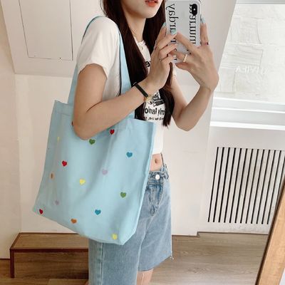 Custom Embroidered Canvas Tote Bag for Women Medium Size Durable Shopping Shoulder Bag