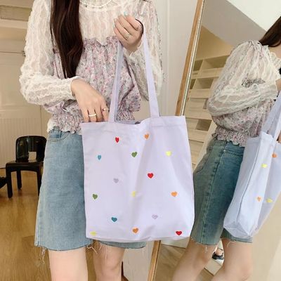 Custom Embroidered Canvas Tote Bag for Women Medium Size Durable Shopping Shoulder Bag
