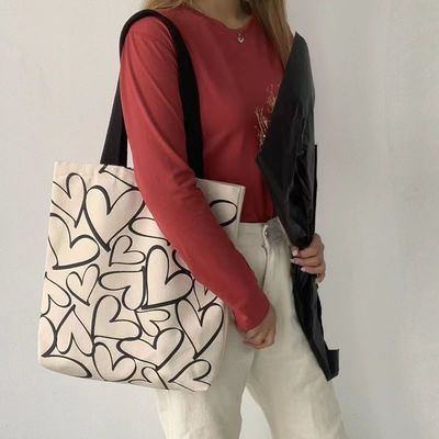 Custom Embroidered Canvas Tote Bag for Women Medium Size Durable Shopping Shoulder Bag