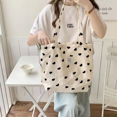Custom Embroidered Canvas Tote Bag for Women Medium Size Durable Shopping Shoulder Bag