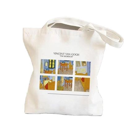 Cartoon Pattern Reusable Canvas Cotton Shopping Tote Bag with Custom Logo Eco Friendly