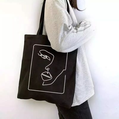 Personalized Print Cotton Black Canvas Tote Bag for Shopping Newest Fashionable Style
