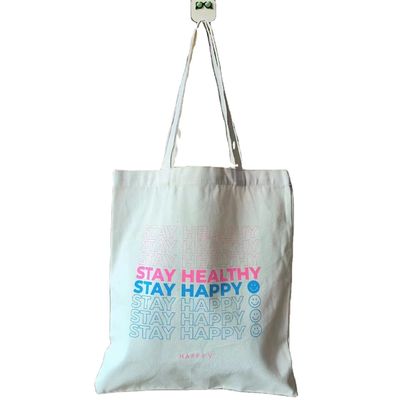 Custom Logo Design Printed Cute Durable Cotton Fabric Shoulder Shopping Bags for Woman