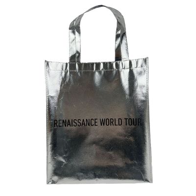 Eco Friendly Shopping Bag Gold Lamination Metallic Silver Non Woven Bag With Custom Logo