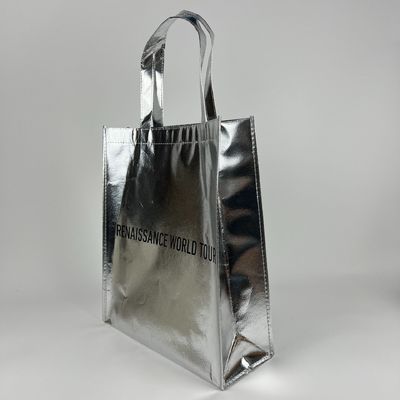 Eco Friendly Shopping Bag Gold Lamination Metallic Silver Non Woven Bag With Custom Logo