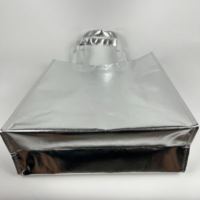 Eco Friendly Shopping Bag Gold Lamination Metallic Silver Non Woven Bag With Custom Logo