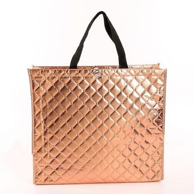 Eco Friendly Shopping Bag Gold Lamination Metallic Silver Non Woven Bag With Custom Logo
