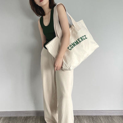 Natural Extra Large Canvas Tote Bag With Logo Printing For Shopping Needs