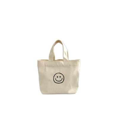 Reusable and Stylish Mini Cotton Canvas Shopping Bag Tote Handle Bag for Daily School Life