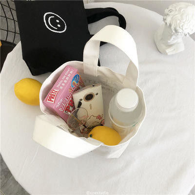 Reusable and Stylish Mini Cotton Canvas Shopping Bag Tote Handle Bag for Daily School Life