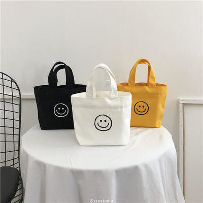 Reusable and Stylish Mini Cotton Canvas Shopping Bag Tote Handle Bag for Daily School Life