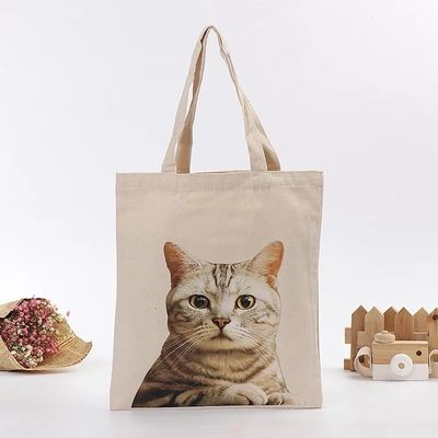 Cute Cat Pattern Reusable Canvas Tote Bag for Eco Friendly Shopping and Travel Needs