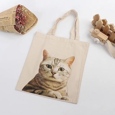Cute Cat Pattern Reusable Canvas Tote Bag for Eco Friendly Shopping and Travel Needs