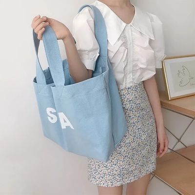 Daily School Life Reusable Organic Shopping Tote Bag Cotton Canvas Bag with Custom Logo