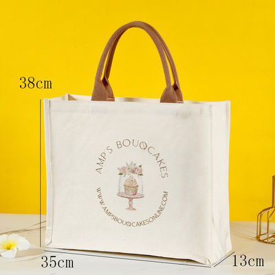 Durable Custom Logo Waterproof Laminated Cotton Canvas Tote Bag for and Shopping Needs