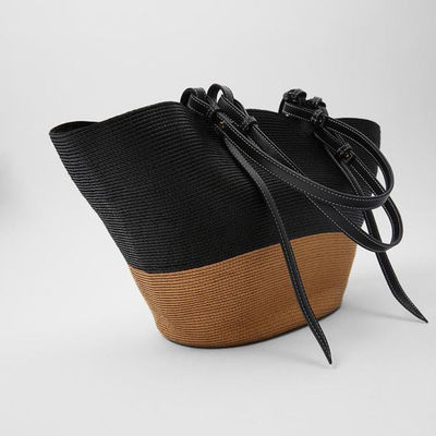 Outdoor Large Capacity Straw Beach Bag Vintage Handmade Woven Shoulder Bag Raffia Rattan Bags