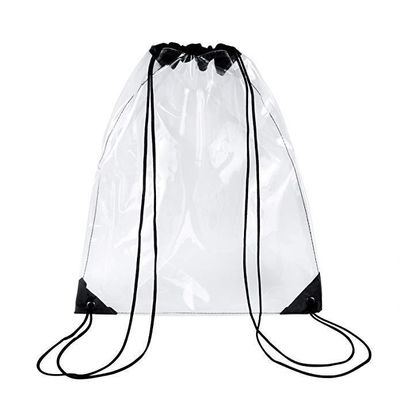 Custom Printed Waterproof Transparent PVC Clear Backpack Drawstring Pouch Bag for Gifts