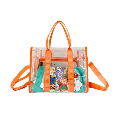 Summer Waterproof PVC Shoulder Beach Bag Reusable and Transparent for Women Girls