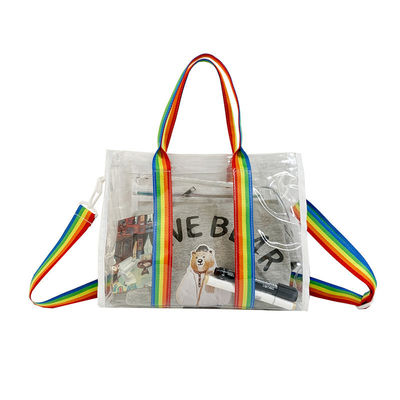 Summer Waterproof PVC Shoulder Beach Bag Reusable and Transparent for Women Girls