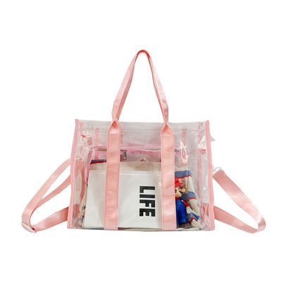 Summer Waterproof PVC Shoulder Beach Bag Reusable and Transparent for Women Girls