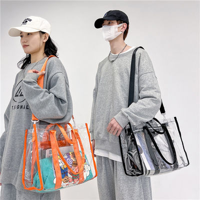 Summer Waterproof PVC Shoulder Beach Bag Reusable and Transparent for Women Girls