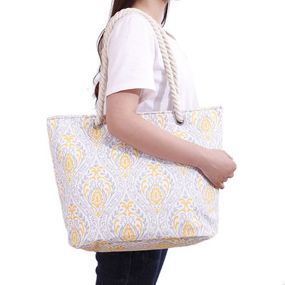 Medium Size Custom Striped Cotton Tote Bags with Canvas Rope Handle Perfect Gift