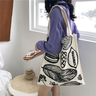Style Leaf Printing Thick Canvas Bag Large Capacity Grocery Shopping with Customized Logo