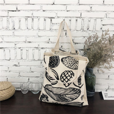 Style Leaf Printing Thick Canvas Bag Large Capacity Grocery Shopping with Customized Logo