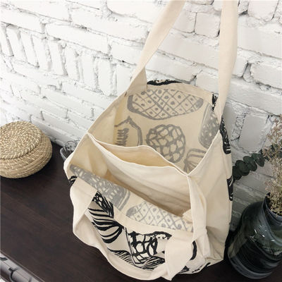 Style Leaf Printing Thick Canvas Bag Large Capacity Grocery Shopping with Customized Logo