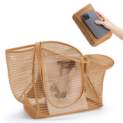 Reusable Mesh Beach Bag Custom Large Capacity Shoulder Bag for Women's Outdoor Travel