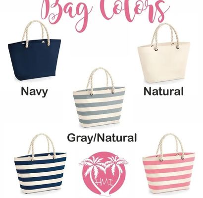 Customized Logo Canvas Stripe Tote Bag for Summer Beach School Bag Trolley Arrival