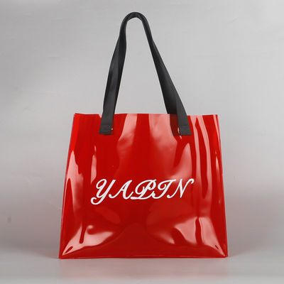 Silk Screen Printing Custom Logo Shopping Bag Clear PVC Tote Bag with Canvas Material