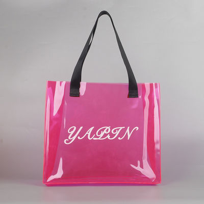 Silk Screen Printing Custom Logo Shopping Bag Clear PVC Tote Bag with Canvas Material