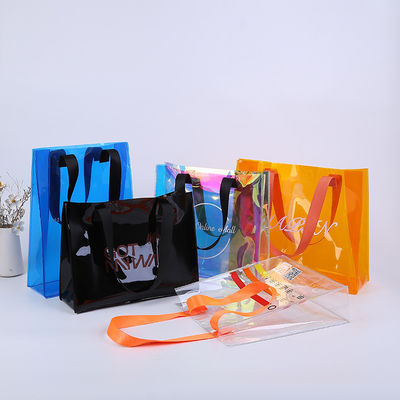 Silk Screen Printing Custom Logo Shopping Bag Clear PVC Tote Bag with Canvas Material