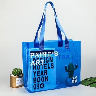 Medium Size Custom Logo Clear Transparent Waterproof PVC Tote Bag