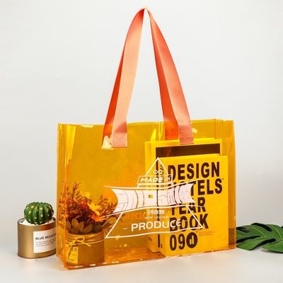 Medium Size Custom Logo Clear Transparent Waterproof PVC Tote Bag