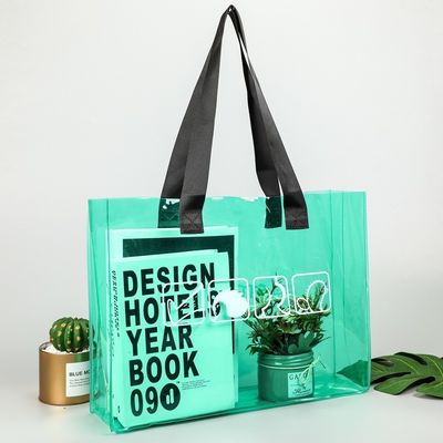 Medium Size Custom Logo Clear Transparent Waterproof PVC Tote Bag