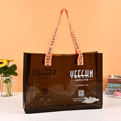 Eco-friendly Custom Logo Clear Transparent Waterproof PVC Tote Bag with Zipper and Pocket