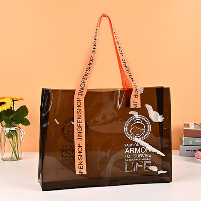 Eco-friendly Custom Logo Clear Transparent Waterproof PVC Tote Bag with Zipper and Pocket