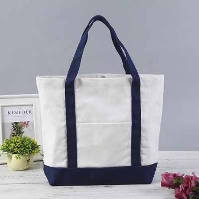 Custom Large Cotton Canvas Shopping Bag with Zipper Closure