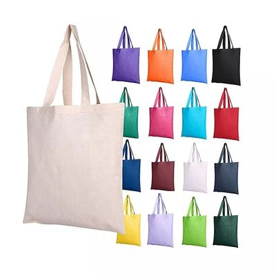 Custom Logo Printed Large Plain Organic Shopping Tote Bag with Pocket Customized Logo