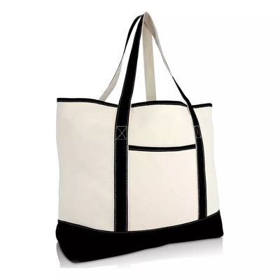 Custom Logo Printed Large Plain Organic Shopping Tote Bag with Pocket Customized Logo