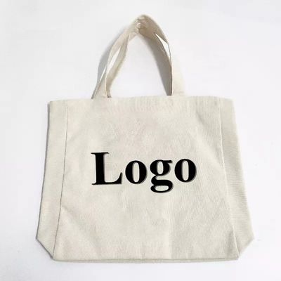 Custom Logo Printed Large Plain Organic Shopping Tote Bag with Pocket Customized Logo