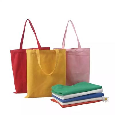 Silk Screen Printed Eco Canvas Bag Ladies Shopping Tote With Pockets and Letter Pattern