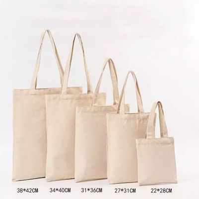Silk Screen Printed Eco Canvas Bag Ladies Shopping Tote With Pockets and Letter Pattern