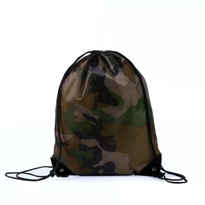 Silk Screen Printed Custom Logo Nylon Polyester 210D Promotion Gym Drawstring Backpack
