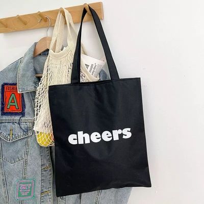 Custom Logo Korean Female Student Large-capacity Simple Shoulder Tote Cotton Canvas Bag
